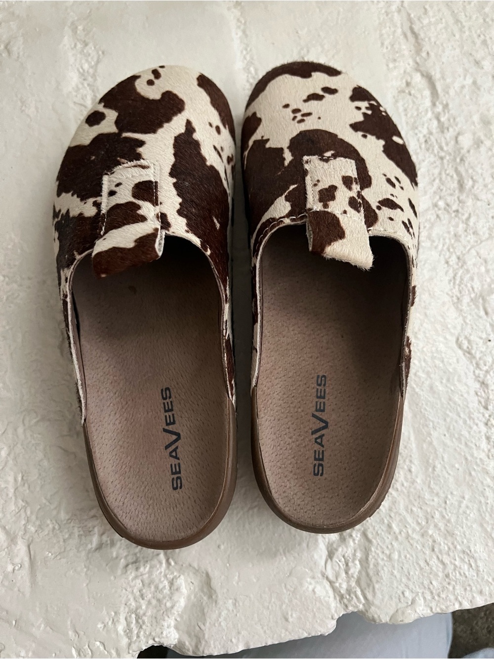 SeaVees Cow-Print Slip-On Mule in Brown and White Cow Print - Picture 7 of 9